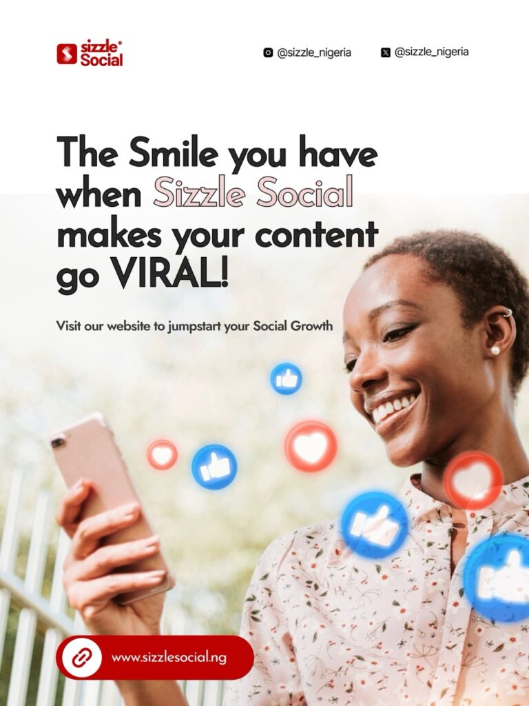 Nigerian creator smiling as social media engagement and followers increase using Sizzle Social