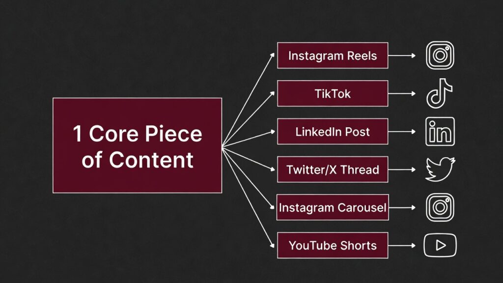 Content repurposing flowchart for social media consistency across platforms