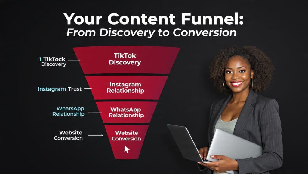 Cross-platform traffic funnel for Nigerian brands from TikTok to website conversion