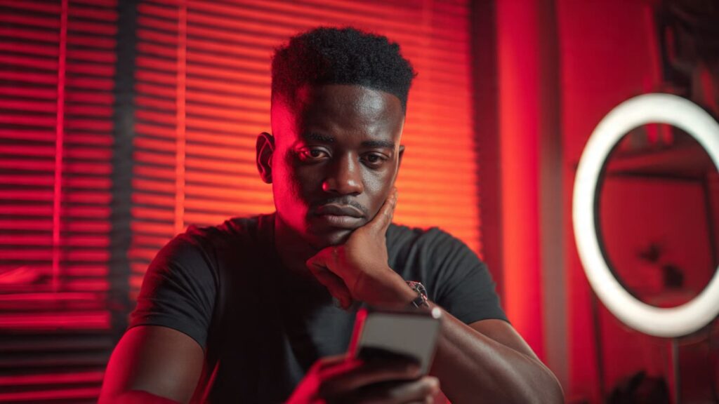 Young Nigerian content creator frustrated by wrong audience targeting Nigeria analytics