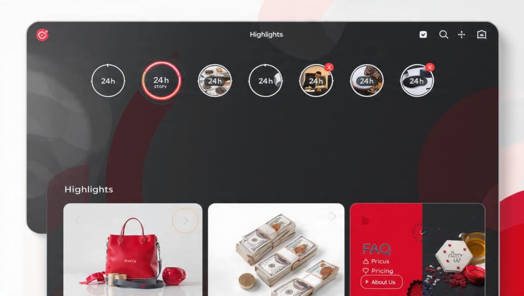 Instagram profile showing strategic use of stories and highlights for building buyer trust