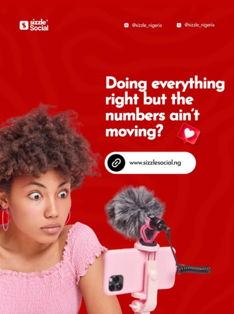 Sizzle Social red social media post showing confused female creator holding microphone and phone