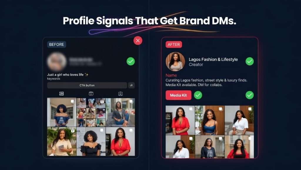 Instagram profile signals for brand collaboration and influencer visibility