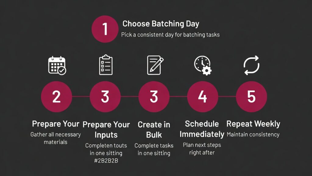 Weekly content batching workflow for social media consistency