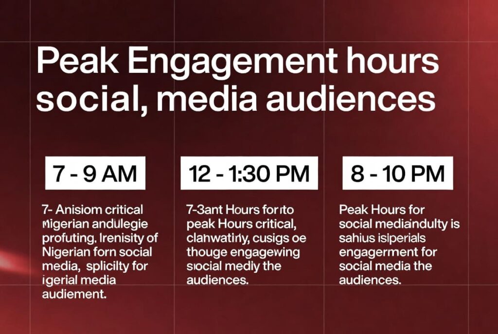 Infographic showing peak engagement hours for Nigerian audiences on Instagram and TikTok