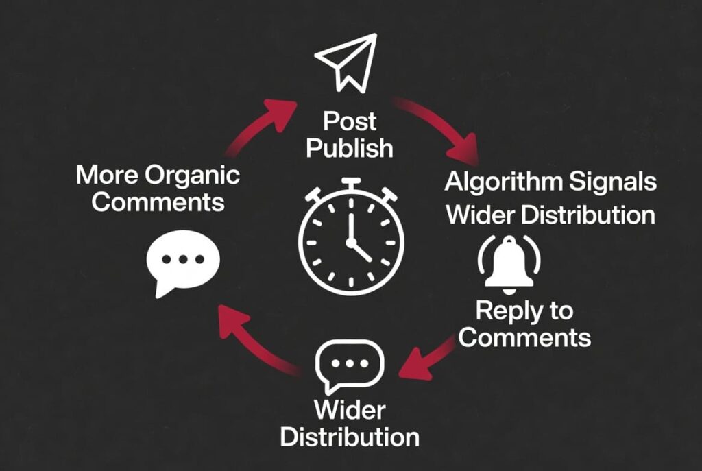 Nigerian creator replying to Instagram comments first hour engagement loop 2026