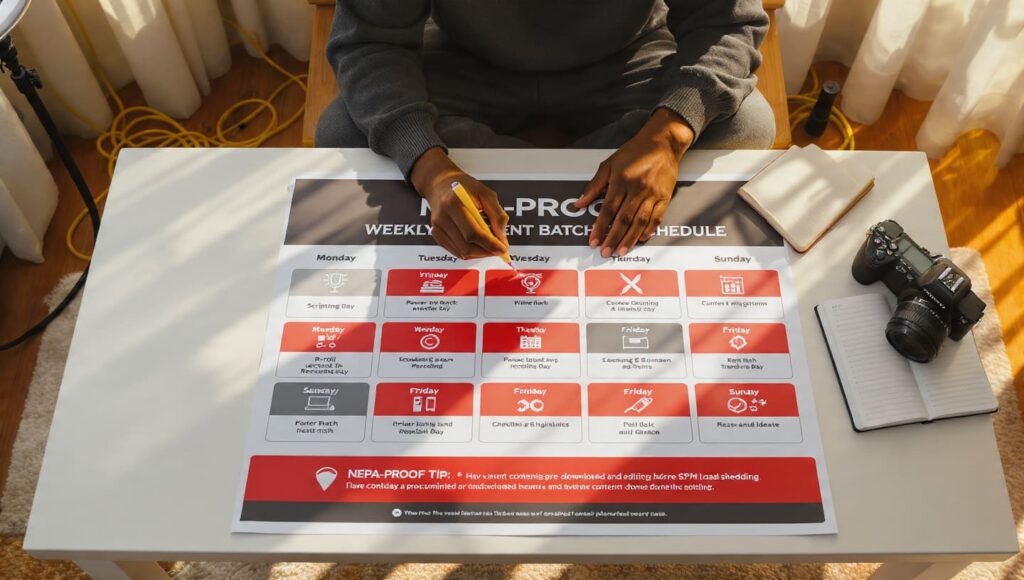 NEPA-proof batch content creation schedule for Nigerian social media creators