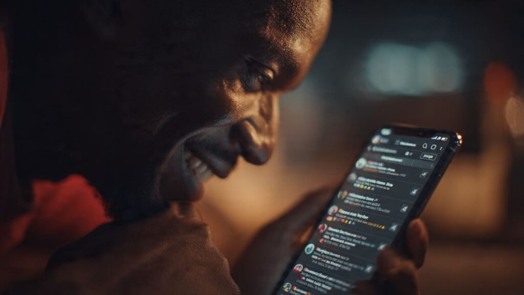 Nigerian content creator running a 30-minute reply blitz on Instagram to build comment chains and boost post likes through algorithm signals