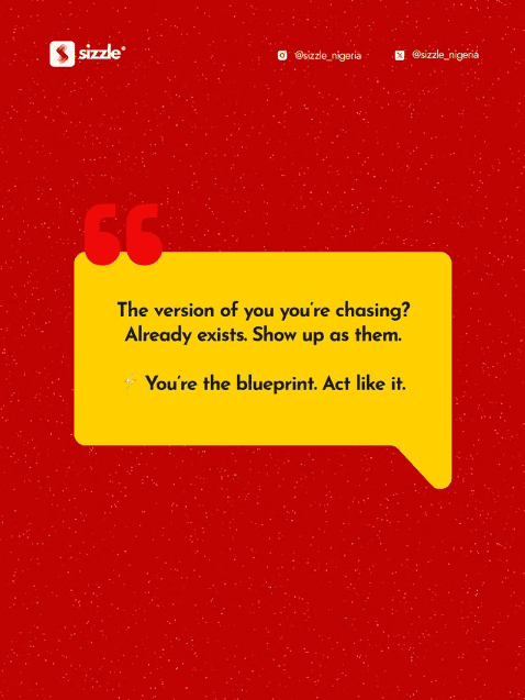 Sizzle Social red motivational post with yellow speech bubble about showing up as your best self