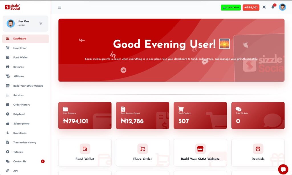 Updated Sizzle Social dashboard design with improved navigation and user experience