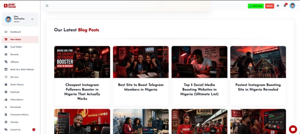 Daily blog content available directly inside the Sizzle Social dashboard