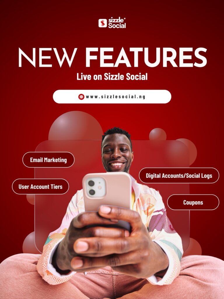 New Sizzle Social features including Digital Accounts, Email Marketing, Coupons and User Account Tiers