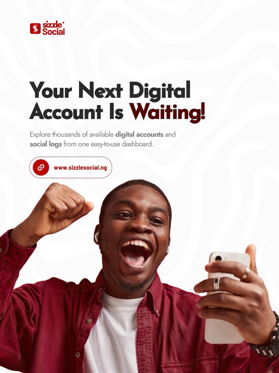 Sizzle Social design showing Digital Accounts and Social Logs available to browse from one dashboard in Nigeria