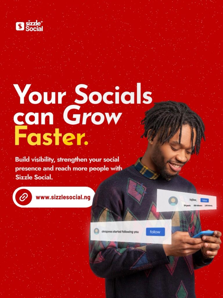 Sizzle Social design encouraging Nigerian creators and businesses to build social media visibility and reach more people online